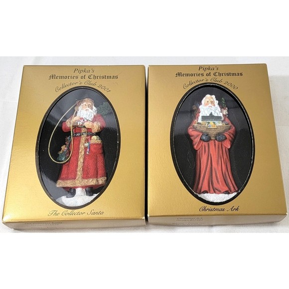 Pipka Other - Pipka Collectors Club Santa 11439 & Christmas Ark 11433  Ornaments MIB EUC